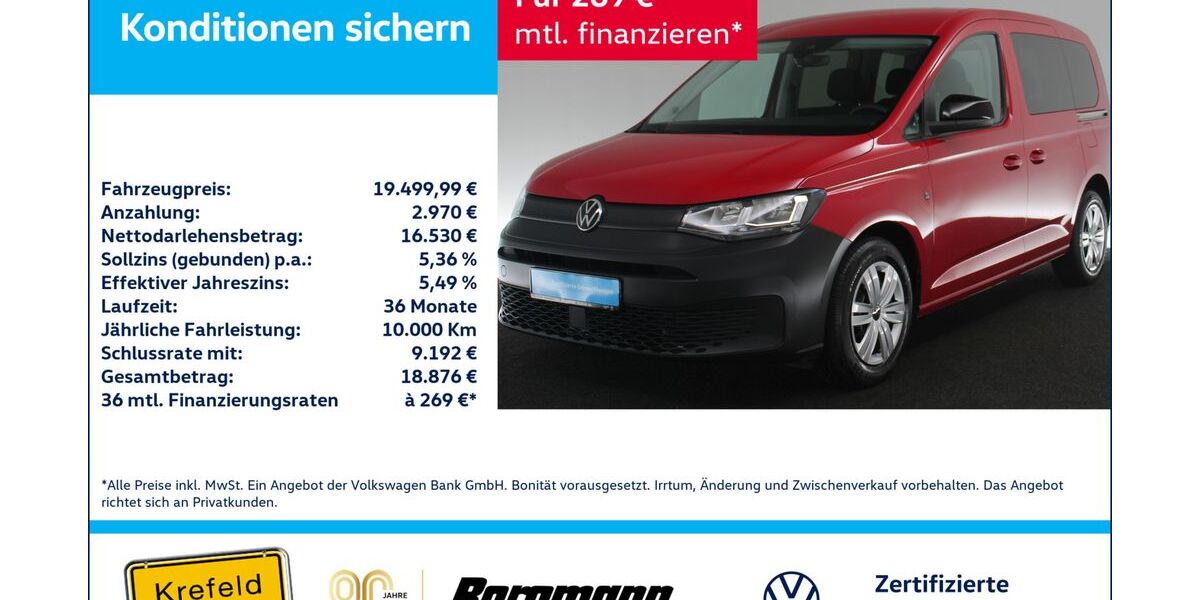 VW Caddy 74.254 km 19.500 &euro; Krefeld 47803
