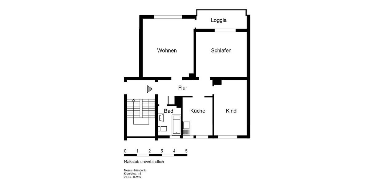 Etagenwohnung Moers - 3.5 Zimmer, 65 m&sup2;, 669&euro; | Angebot:25607996