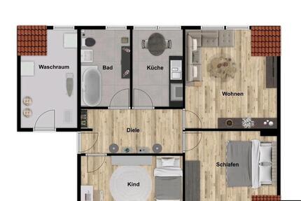 3,5 Zimmer - Dachgeschoßwohnung ab Sofort mit Garten