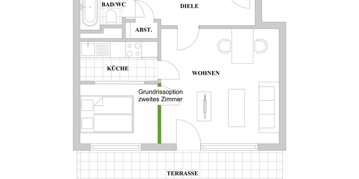 Etagenwohnung Düsseldorf Derendorf - 2 Zimmer, 45 m&sup2;, 249.000&euro; | Angebot:25245971
