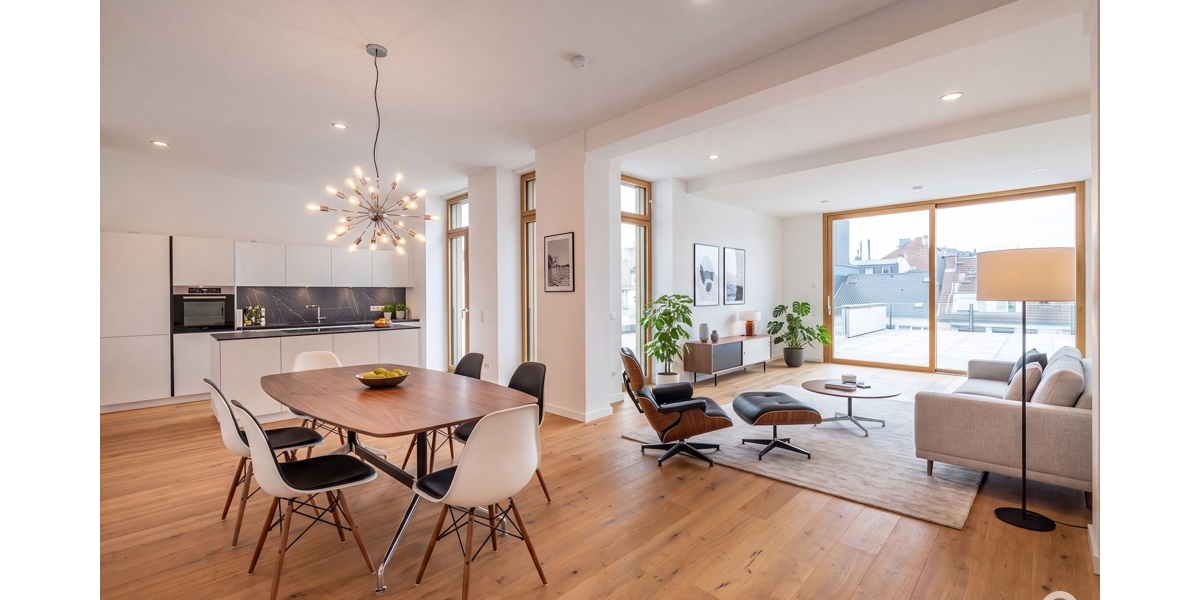 Repräsentative, hochwertige 3 Zimmer-Wohnung mit großer Dachterrasse im Herzen Düsseldorfs. - Etagenwohnung Düsseldorf | Angebot:27008401