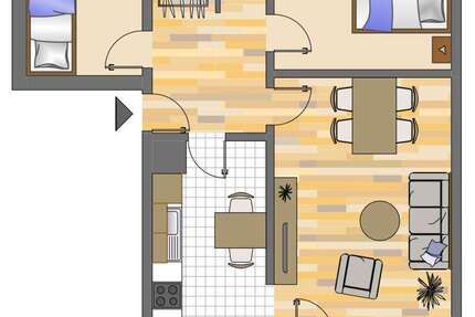 Wohnung Düsseldorf Hassels - 3 Zimmer, 65 m&sup2;, 779&euro; | Angebot:25659106